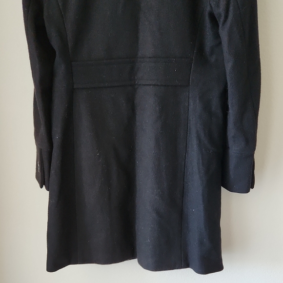 GAP Classic Black Wool Blend Trench Coat Lined Sz XS Minimalist Preppy Normcore - Picture 14 of 16